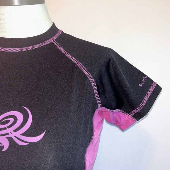 Surfware Hawaiian Classics Black & Pink Short Sleeve Surf Shirt Women’s Large - Picture 2 of 6
